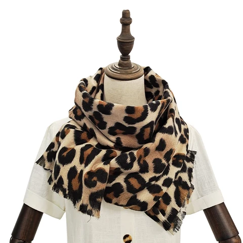 Плотный кашемировый шарф для женщин, палантин с леопардовым принтом, шаль из пашмины, дизайнерский роскошный брендовый палантин, палантин