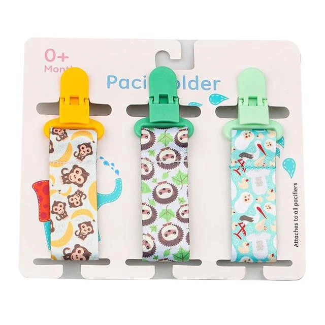 

1PC Cartoon Print Baby Pacifier Chains 3pcs/set Dummy Nipples Holder Pacifier Clip for DIY Nursing Soother Holder Drop Shipping