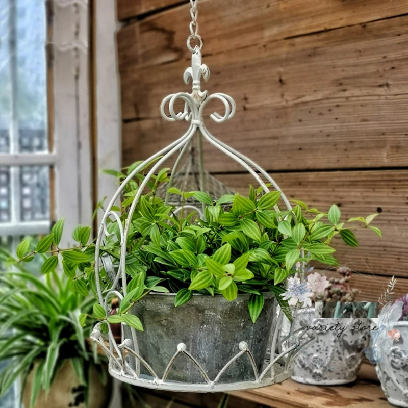 

crown design vintage metal ceiling hanging flower pot holder