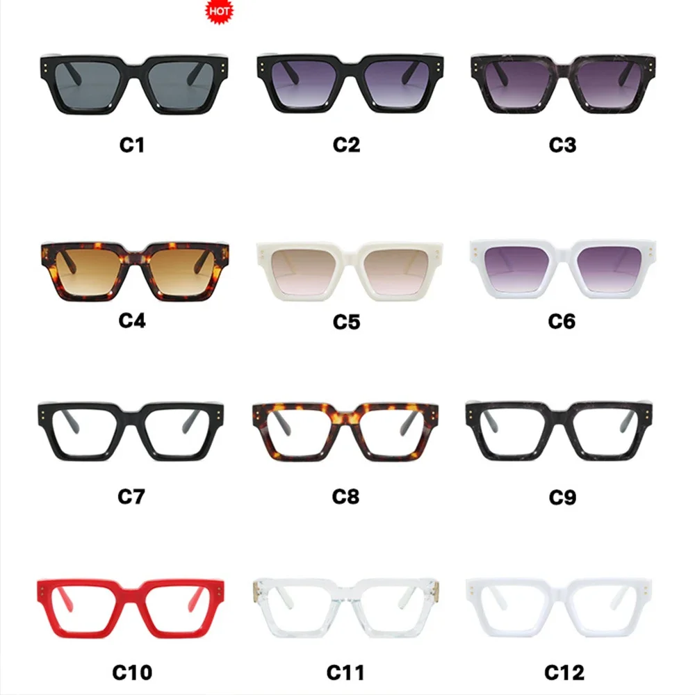 JNPCXI moda kwadratowe nity gradientowe okulary przeciwsłoneczne męskie odcienie UV400 Vintage czarne szare modne damskie