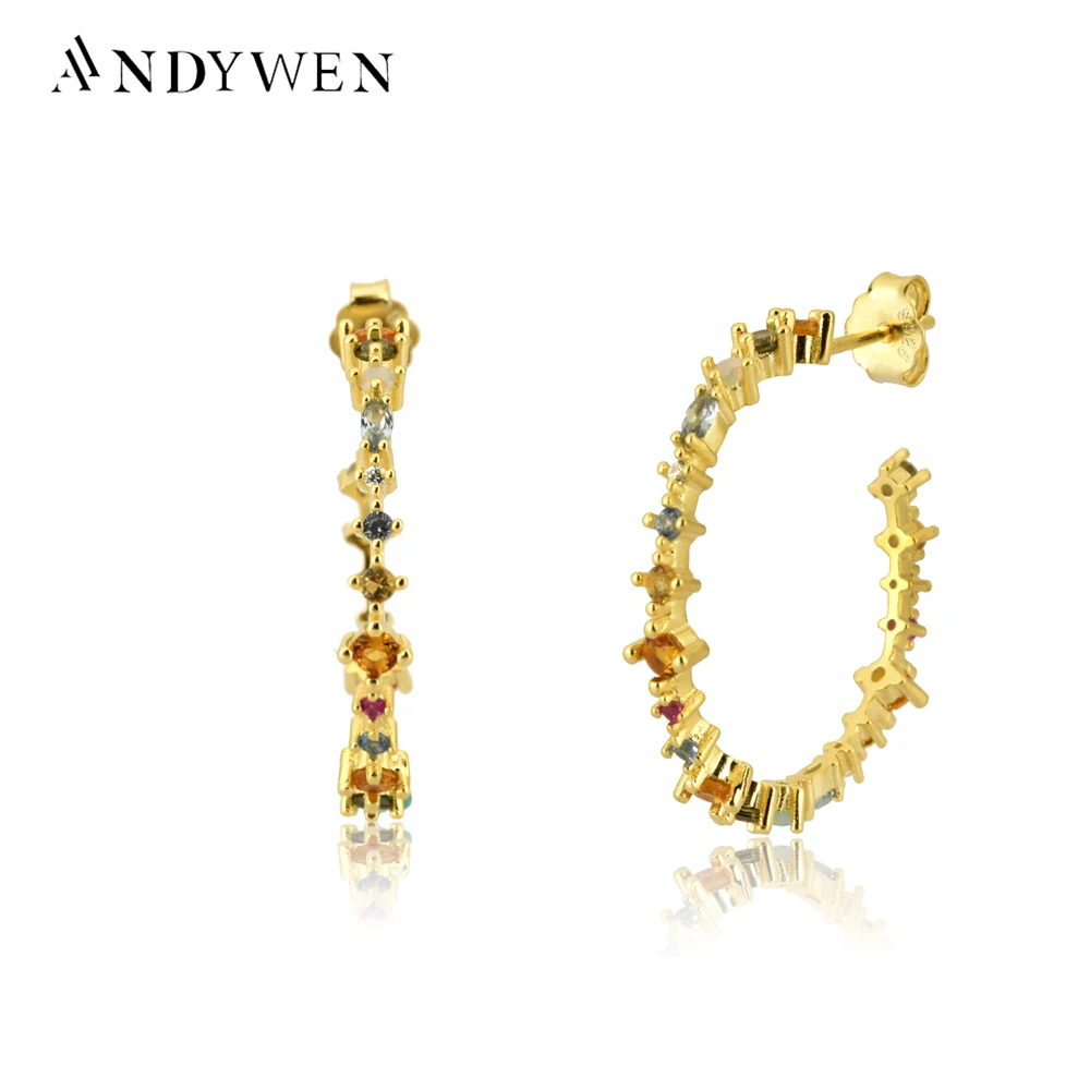 

Серьги-кольца ANDYWEN диаметром 100% дюйма с фианитами диаметром 26 мм