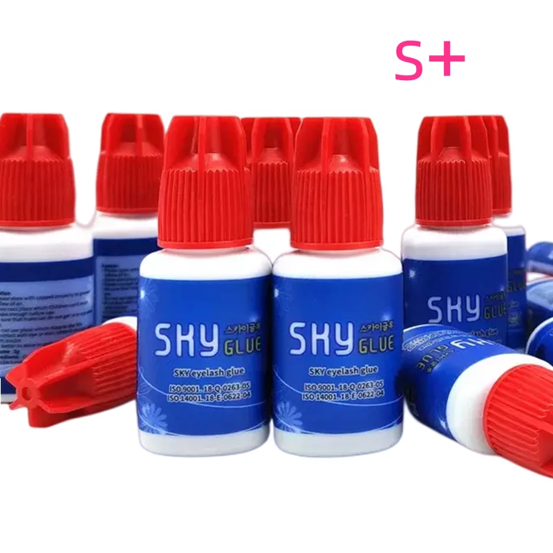 10Bottles Wholesale Eyelash Extensions Sky Glue Red Cap 1-2s Dry Time 6-7 Weeks Fastest Korea Lash Glue Black 5ml Makeup Tool