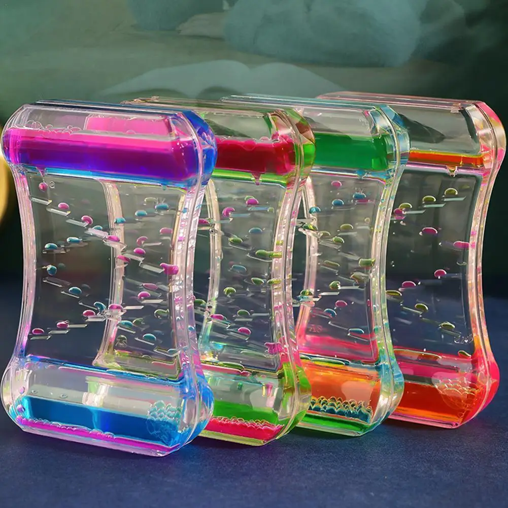 

New Decompression Oil Leak Two-color Crystal Drop Acrylic Crafts Hour-glass Time Dynamic Hourglass Decoration Liquid H9B5