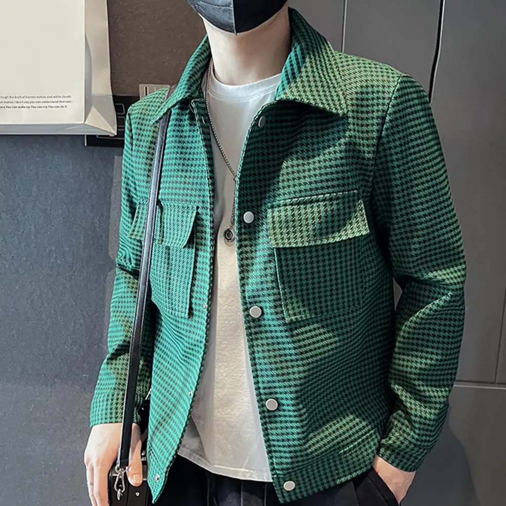

Jacket Coat Fashionable Men's Slim Fit Spring Autumn Jacket with Lapel Collar Streetwear Coat for A Stylish Trendy Look Long