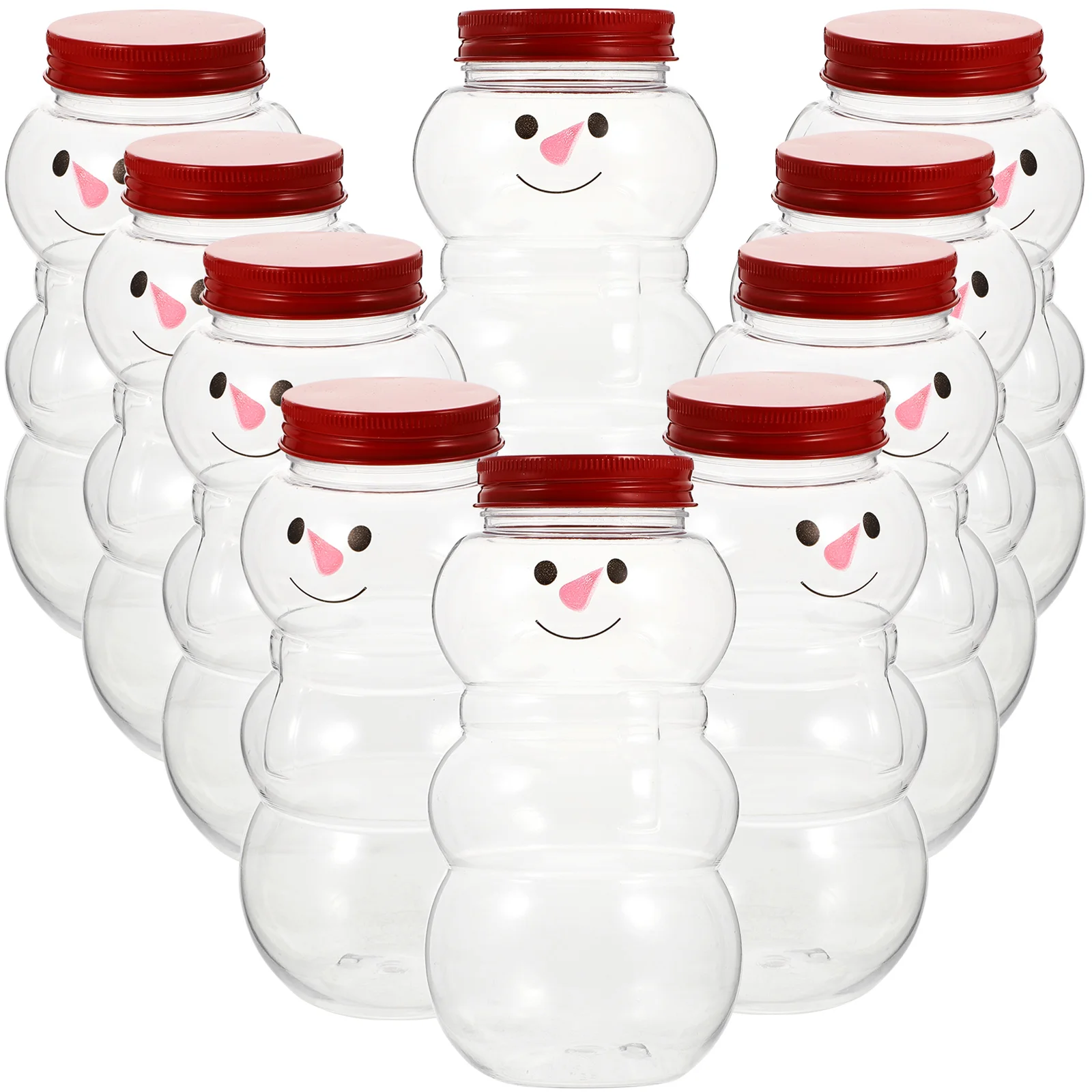 

Bottles Christmas Candy Jars Snowman Bottlebeverage Container Plasticempty Jar Cookie Water Reusabledrinkingwrapping Caps Shake