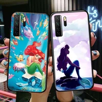 disney mermaid black soft cover the pooh for huawei nova 8 7 6 se 5t 7i 5i 5z 5 4 4e 3 3i 3e 2i pro phone case cases