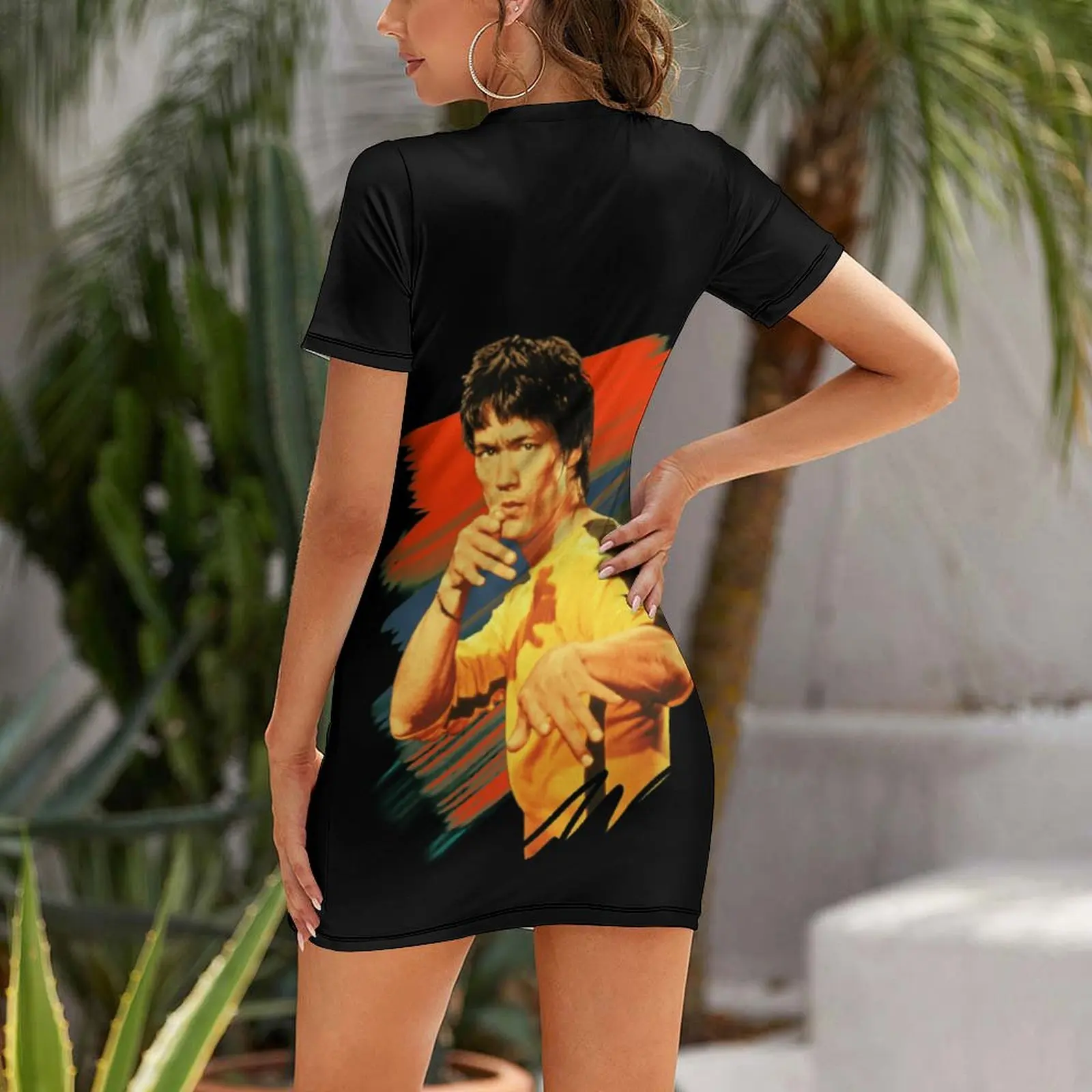 Женское платье с коротким рукавом Экзотическая одежда смешным принтом