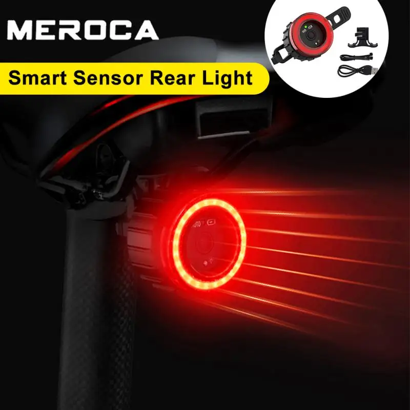 

Bicycle Smart Brake Tail Light Sensor Rear Light Rechargeable Lamp MTB Bike Taillight Smart Sensing Auto On Off Warning Light