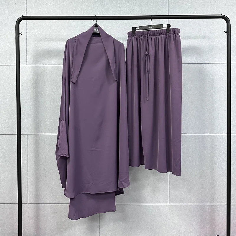 Fashion Robe Suit Clothes Middle East Solid Color Dress Pants Suit Robe Women Long Kimono Dress Women Large Swing Muslim Dresse