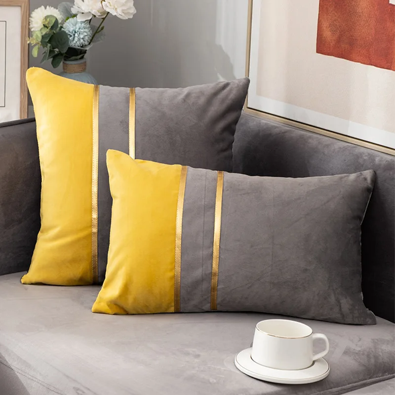 

Velvet Cushion Cover 45x45cm 30x50cm Decorative Pillows Case for Sofa Luxury Pillow Cover with Gold Strip New Year Pillowcases