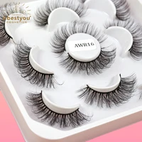 abestyou 5pairs c%c3%adlios 5d faux cils fluffy wispy mink russian version d curl natural long 12mm strip lashes cilios volume russo