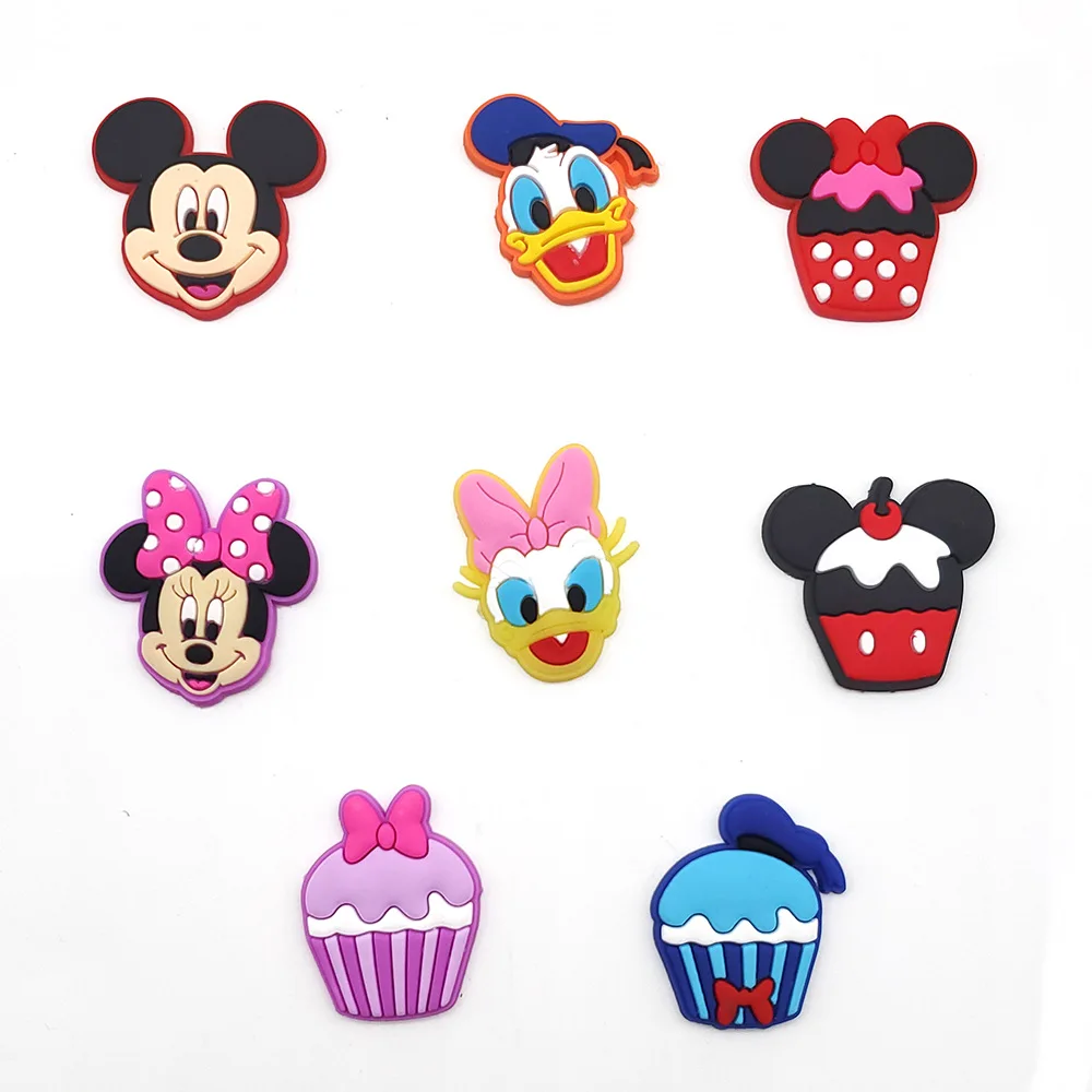 Aoger 9 set Cartoon Disney series Shoe Charms Croc Charms Stitzer Mickey Donald Duck Strawberry Bear Shoe Decoration PVC Accesso