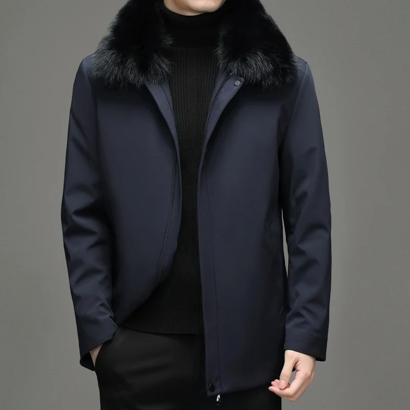 

style 2023 winter new down jacket male fox fur collar middle-aged and old father's detachable liner warm thick coat