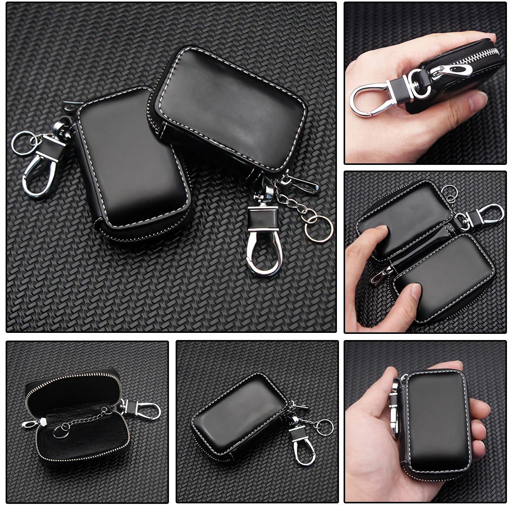 

Leather Car Key Case Multifunctional Zipper Keychain Wallet Business General Key Cover For Renault Duster Megane Scenic Laguna 2