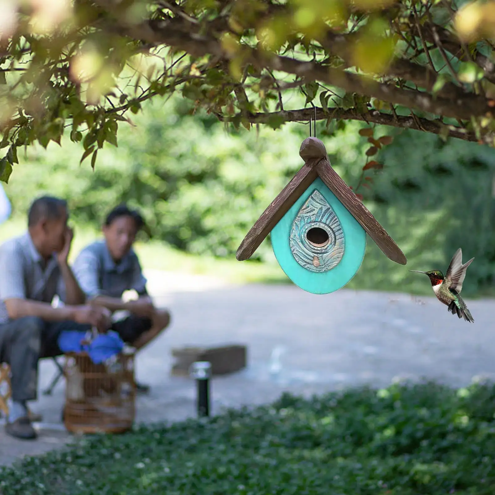 

Bird Houses for Outside Hand-Painted Wood Birdhouses Easy to Hang Bird Feeders House for Bluebird Hummingbird Wren Finch Garden