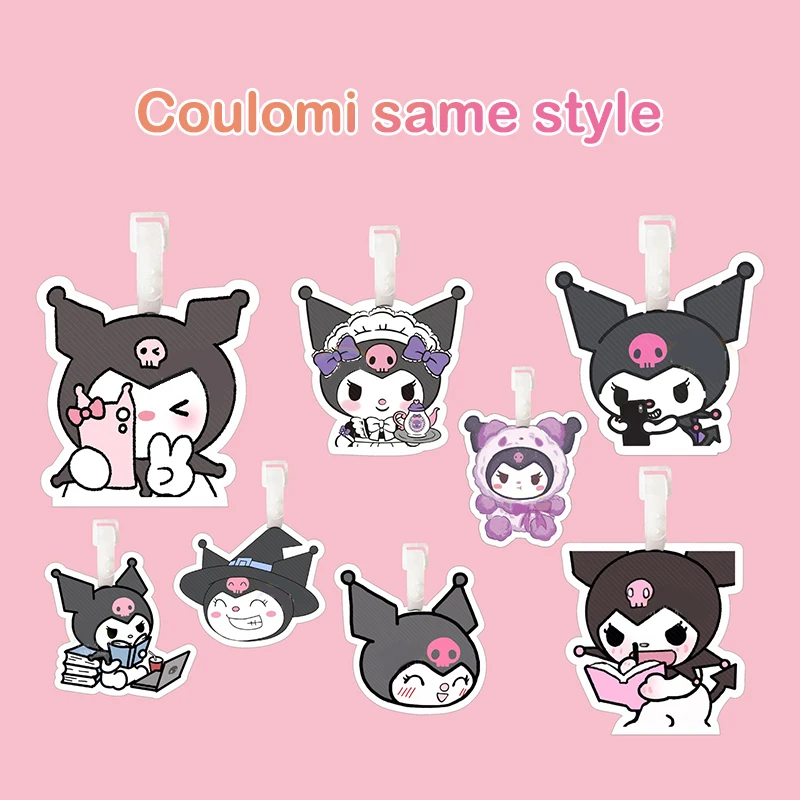 

Sanrio Kuromi Luggage Tag Anime Figures Cartoon Plastic Cute Doll Toy Kids School Bag Pendant Backpack Keychain Gift Tag Chain