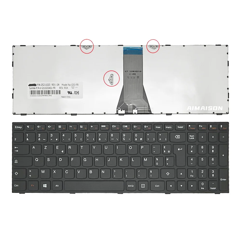 Клавиатура French Azerty совместимая с Lenovo G50-30 G50-45 G50-70 G50-80 без подсветки