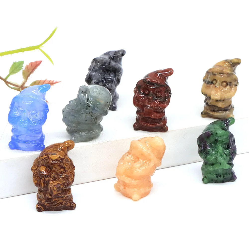 

1.2" Mini Santa Claus Statue Natural Stone Crystal Carved Reiki Healing Gemstone Figurine Crafts Home Decoration Christmas Gifts