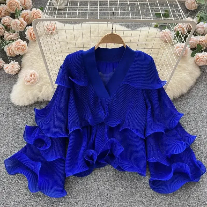 Весенняя модная шифоновая рубашка с v-образным вырезом топы женские свободные