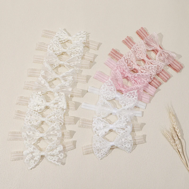 Милая розовая кружевная повязка на голову с бантом милый мягкий бант