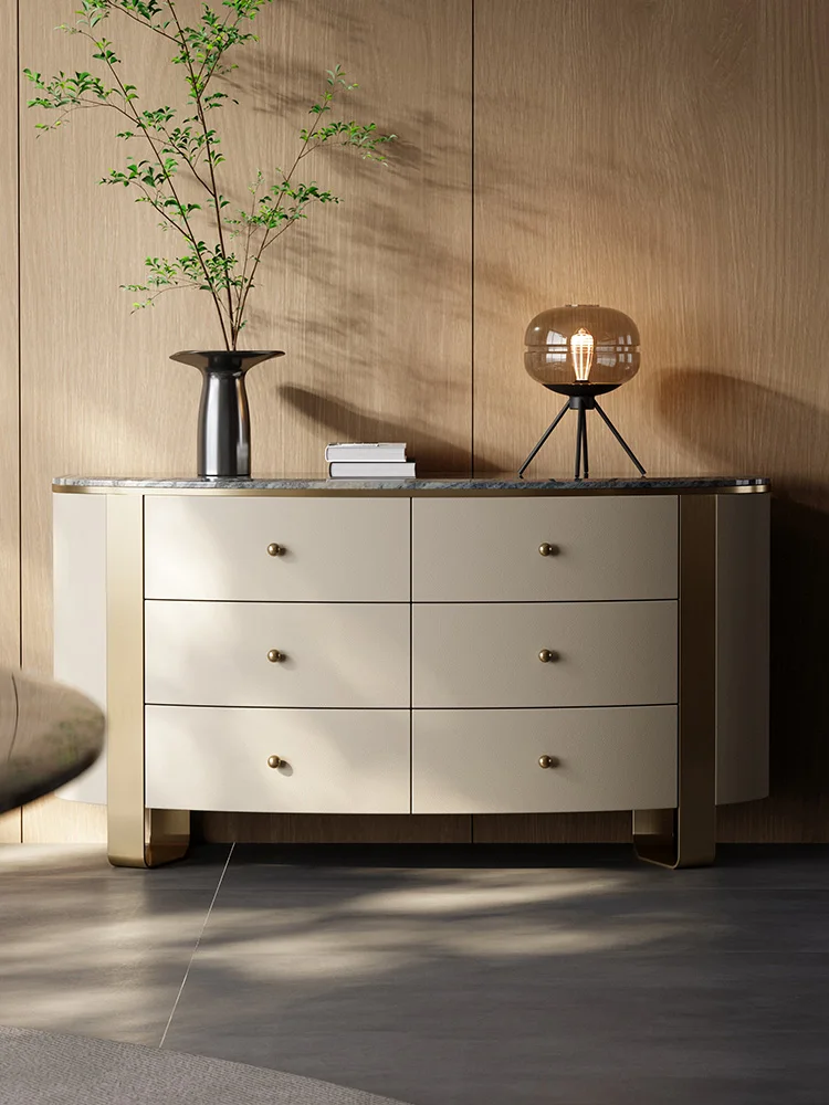 

Natural marble sideboard high-end light luxury drawer integrated new Italian stainless steel locker