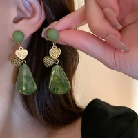 fashion green drop acrylic earrings for women geometric dangle luxury heart trendy triangle exaggerated ear jewelry pendientes