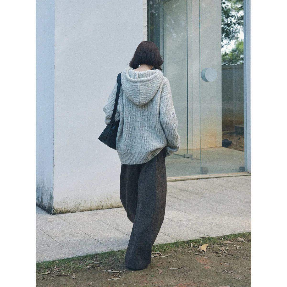 UMI MAO Шерстяная цветочная пряжа с текстурой ощущением тепла пуловер капюшоном