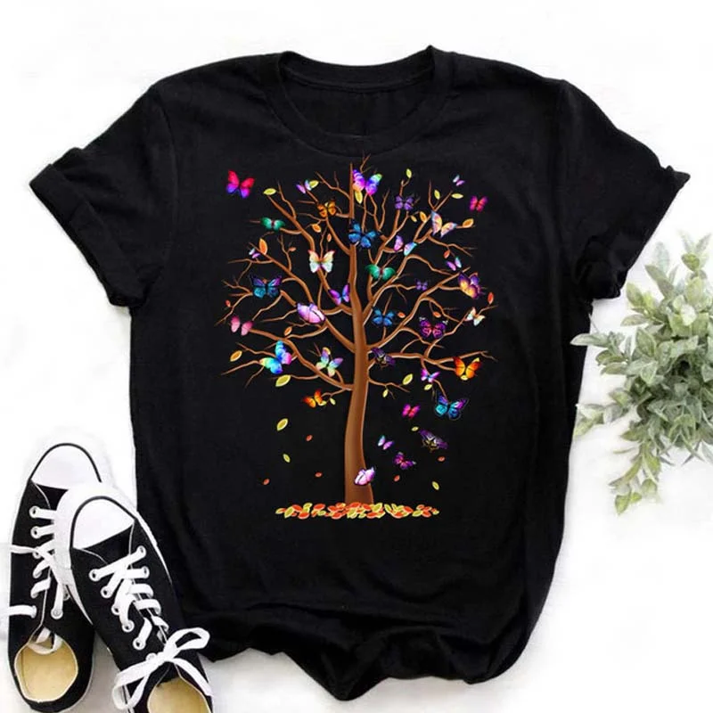 

New Fashion 90s T Shirts Womens Flower Printed Tshirts Casual O-neck Short Sleeve Tops Tee Ladies Cute Tee Shirts Female Clothes