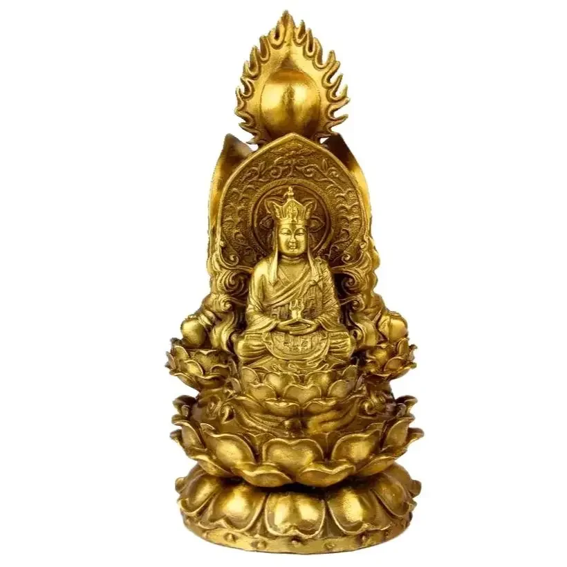 Чистая латунь трехсторонняя бронза Будды украшение Три святых Сиха Гуаньинь