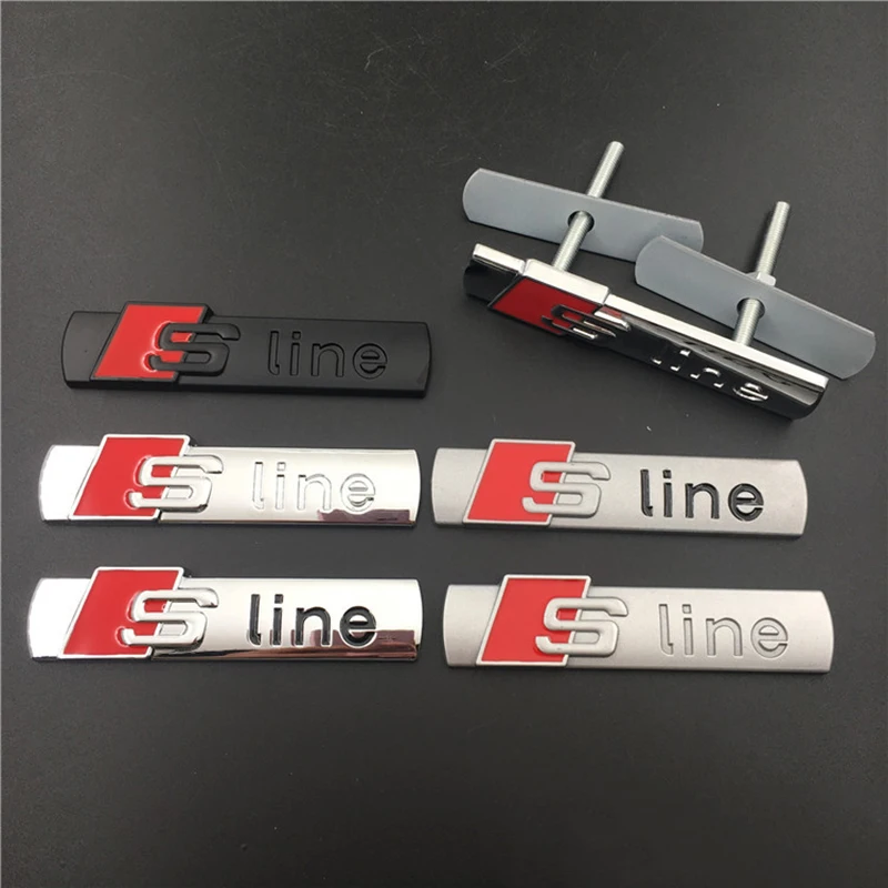 

For Audi A3 A4 A5 A6 A7 A8 S3 S4 S5 S6 S7 S8 Q3 Q5 Q7 TT S Line Logo Grille Stickers Metal Alloy Car Badge SLine Emblem Racing