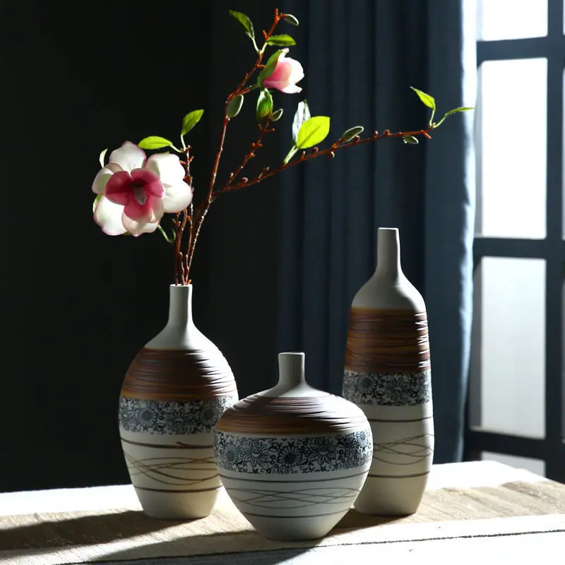 

Керамическая ваза Jingdezhen, украшение для сушеных цветов в гостиной, керамический горшок, настольное Входное украшение из керамики