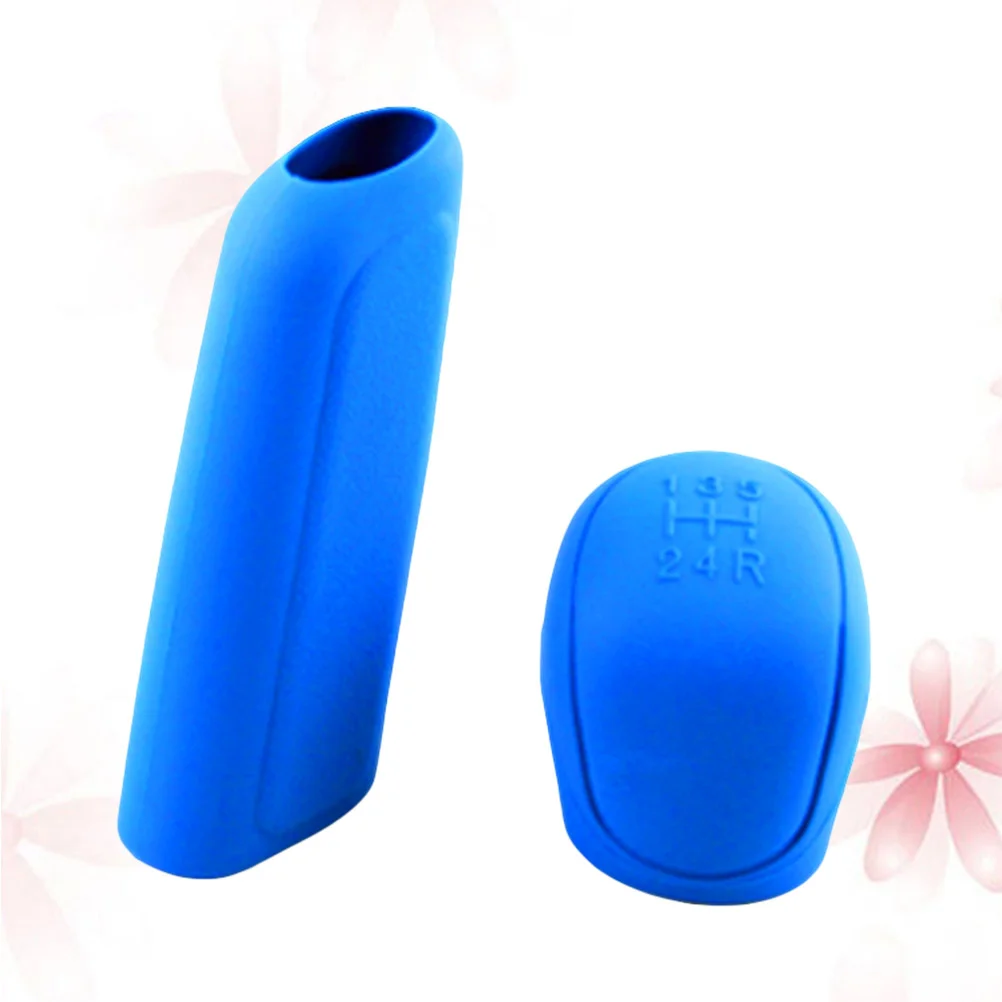 

2 Sets Car Silicone Gear Head Hand Brake Cover Car Pendant Gear Cover(Blue)