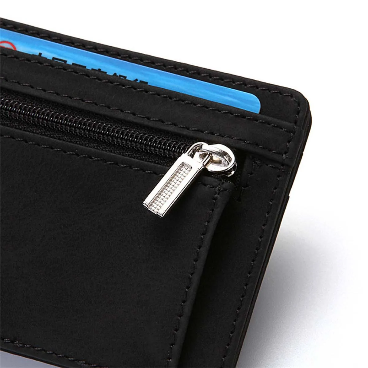 Travel Short Wallet Creative Men's Magic Wallet Coin Wallet Short Zipper Slim Leather Wallet Business ID Credit Card Cases