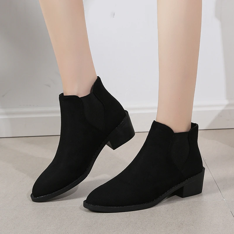 

Hot Sale Modern Mid-calf Boots Winter Women's Boots Fashion Zipper Low Heels Comfort Suede Shoe Office Lady Shoes Botas De Mujer