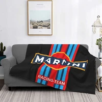 martini racing soft fleece warm striped flannel travel blanket for bed and couch