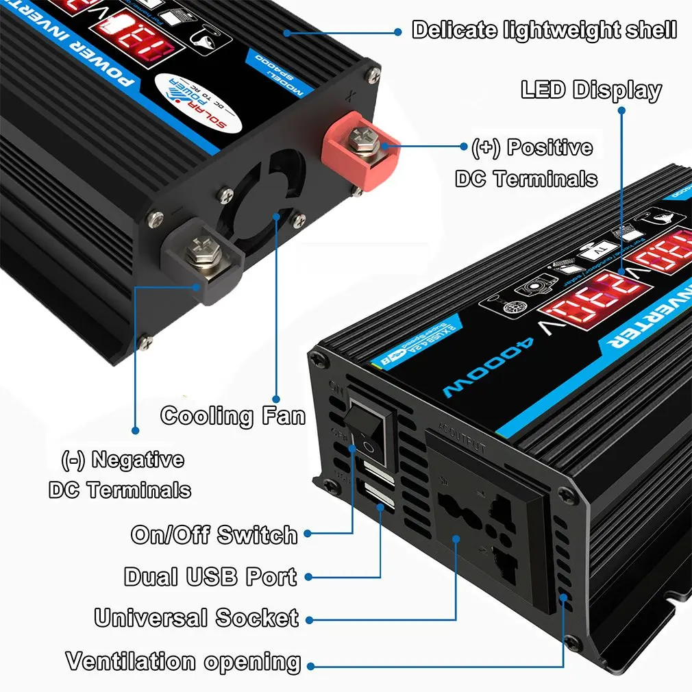 Новый 400W 12V 220V/110V Светодиодный Ac автомобиля Мощность преобразователь Зарядное