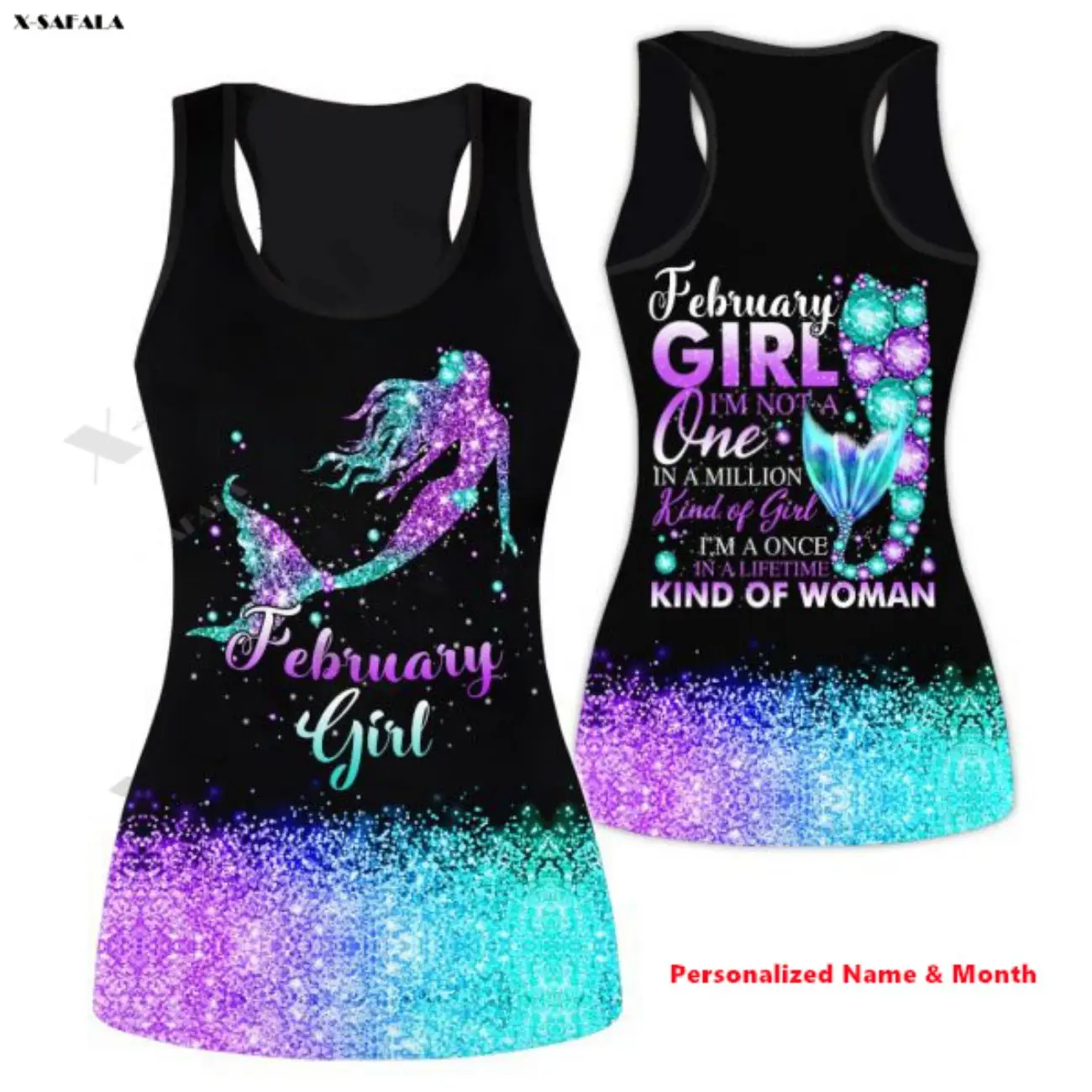 

Galaxy Trippy Beautiful Mermaid Fish 3D Double-Sided Print Women Yoga Set Hollow Out Tank Top Leggings Outfit Middle Waist
