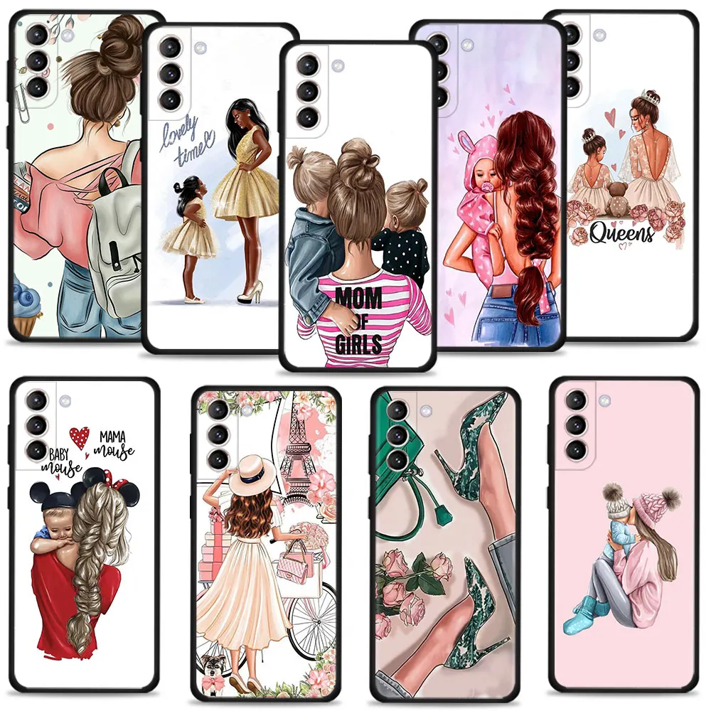 

Woman girl Super Mom baby For Samsung S20 FE 2022 S7 S10 S9 S22 Ultra 5G S8 S21 Plus S10e Thin Trend Case