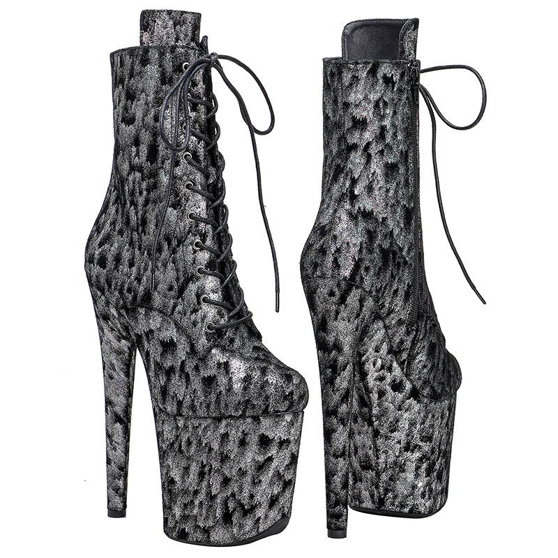 Leecabe 20CM/8Inch Genuine Leather Women's Platform disco party High Heels  Pole Dance boot