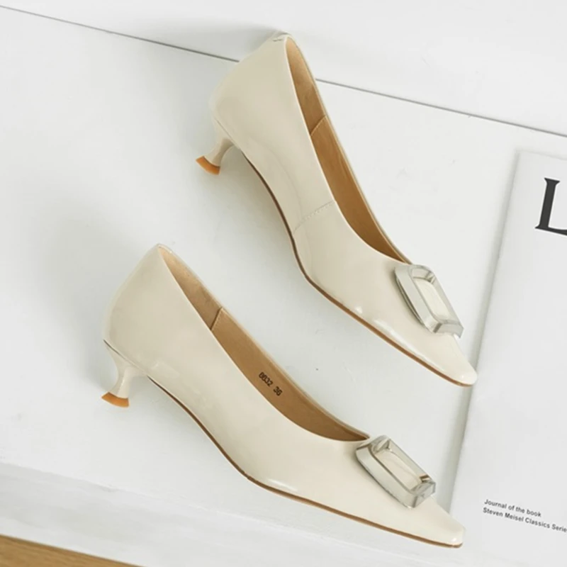 Увязанные французские офисные женские элегантные золотые квадратные пряжки на