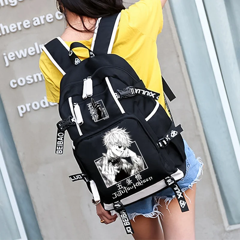 

Jujutsu Kaisen Itadori Gojo Satoru Waterproof Boys Bookbags Laptop Rucksack With USB School Backpack Large Capacity for Teenager