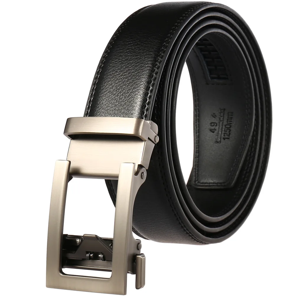 Ремень мужской из натуральной воловьей кожи с автоматической пряжкой 3 5 см