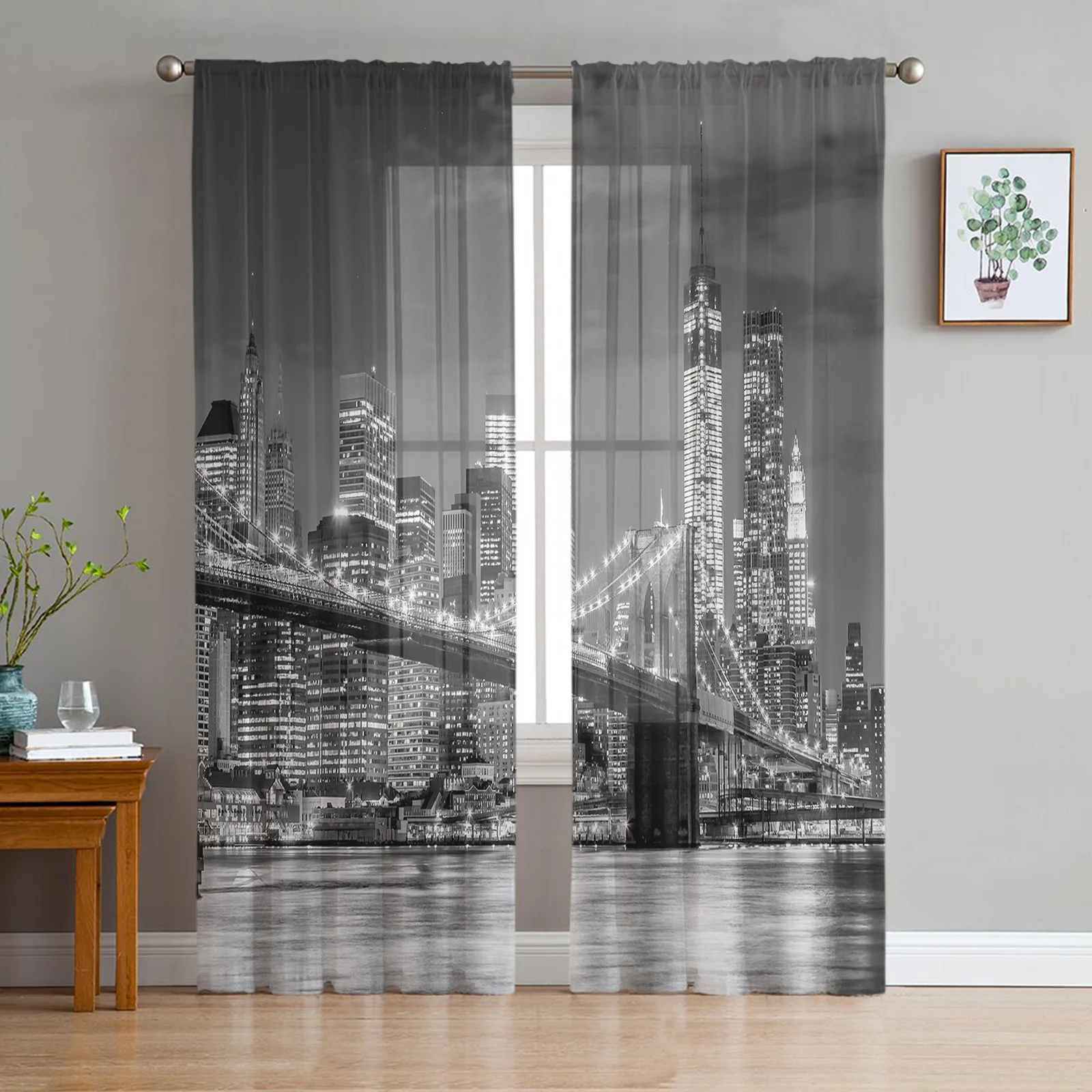 

Бруклинский мост Манхэттен архитектура Тюль оконные шторы для спальни внутренняя гостиная вуаль Декор прозрачные шторы занавески