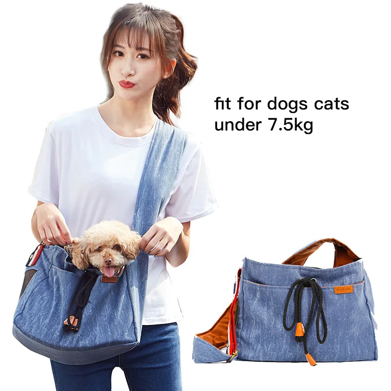 

Denim Blue Pet Sling Bag Shoulder Bag Pet Carrier Travel Portable Bag for Small Pets Dog Cat Puppies Kittens Outdoor Walking