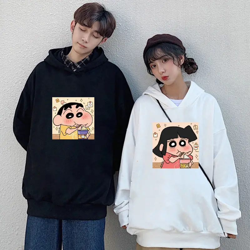 

Женский свободный свитер Kawaii Crayon Shin-Chan в стиле аниме для пар, флисовый толстый весенне-осенний стильный свободный свитер