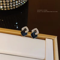 korean retro square black earrings womens 2022 new fashion minority design earrings high quality earrings
