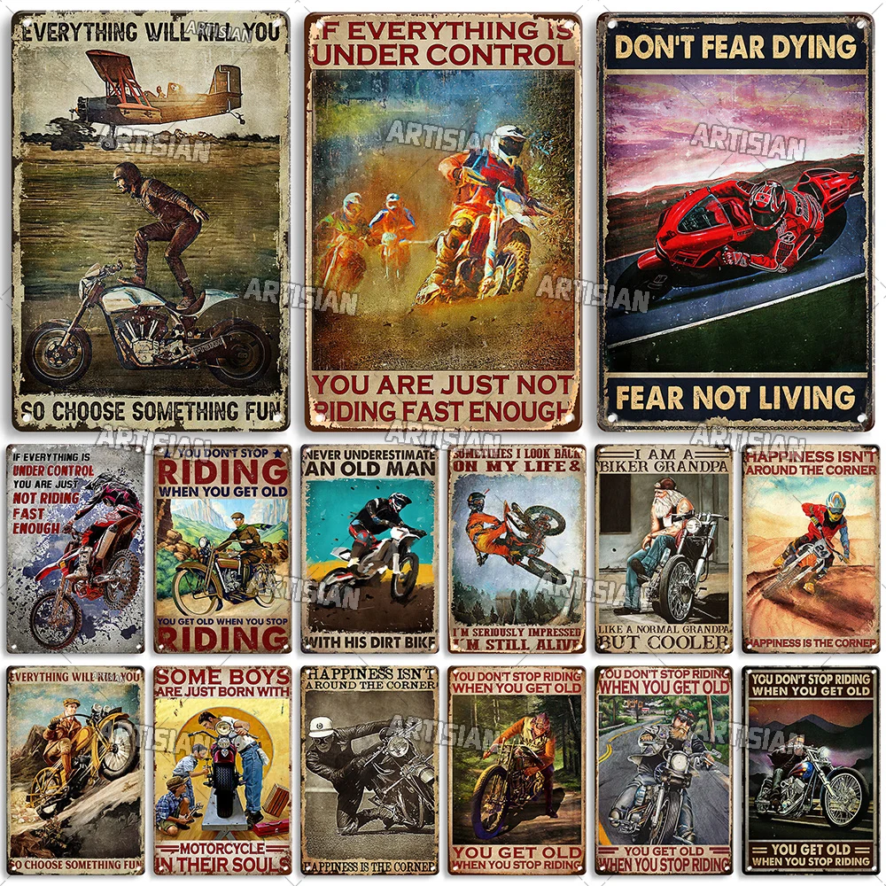 

Artisian Motorcycle Metal Poster Motorbike Tin Sign Racing Riding Decorative Plaque Wall Decor Garage Bar Pub Club Hotel Cafe