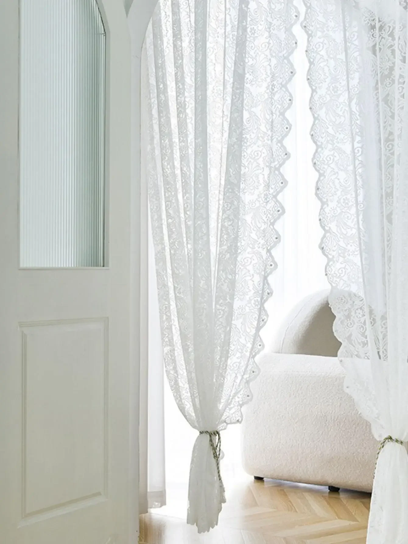 Белая Современная Газовая занавеска с вышивкой в европейском стиле 1 шт.