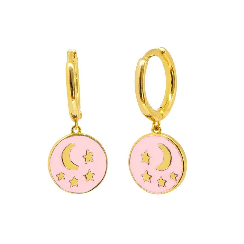 Оптовая продажа серьги-кольца для женщин серьги в форме Луны и звезды тисненые