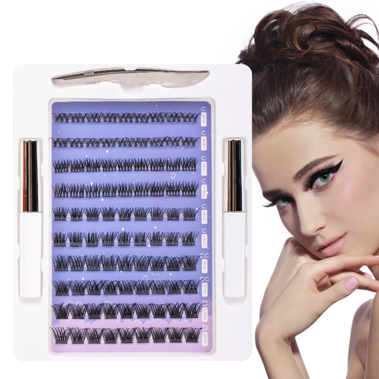 

90pcs Lash Clusters DIY Eyelash Extensions No Flaking Smudge Proof Fish Tail Eyelashes 10/11/12/13/14 mm for Eyelash Lifting